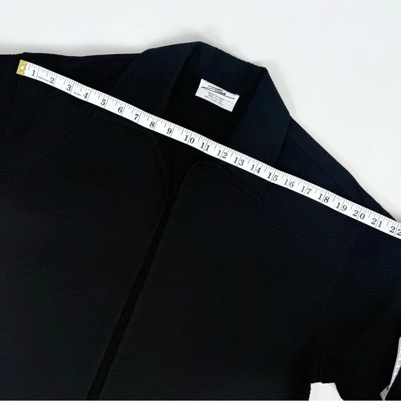 Vintage Zoran Textured Black Cotton Minimalist Boxy Open Blazer Jacket O/ S M L